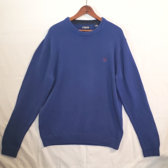 Chaps Men's Crewneck Cotton Sweater Blue Size Large - Picture 1 of 3